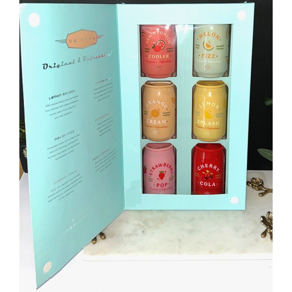 DW Home Soda Pop Candle Set of 6 Retro Refrigerator Display Brand New + 🎁